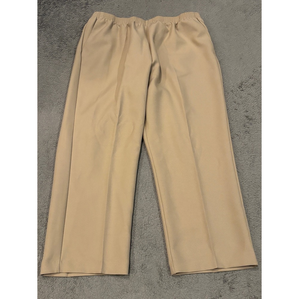 Alfred Dunner Petite Tan Beige Elastic Waist Straight Leg Pants 18P